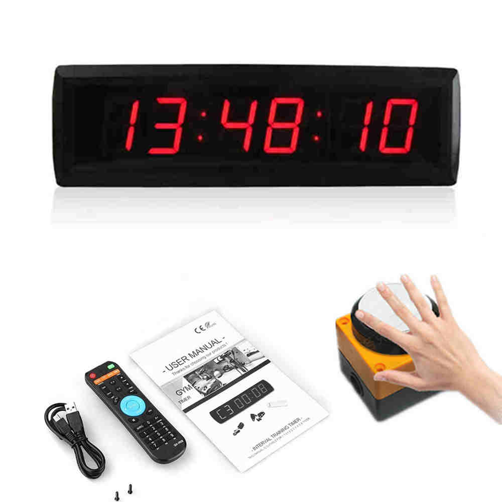 1.8 inch Led Countdown Timer Stopwatch Clock With Wired Switch Button Reset To Zero Remote Obstacle Course Races Fitness School Time