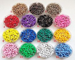 1 8 inch kleine kaart duwpennen kaart tacks plastic kop met stalen punt 100 pcset 14 kleuren voor optie3914297