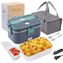 Boîte à lunch électrique de 1,8 litre chauffage alimentaire amélioré 60 W FEAKPORT 2-en-1 Food Food Boîte à lunch pour la maison de la voiture 231221