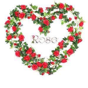 Roses artificielles de 1.8 mètres, fausses roses décoratives suspendues, plantes de vigne, feuilles artificielles, guirlande de fleurs, décoration murale de mariage