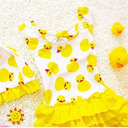 1-8 ans enfants maillot de bain pour filles belle jaune canard maillot de bain enfants maillot de bain princesse une pièce maillots de bain natation Cap2781