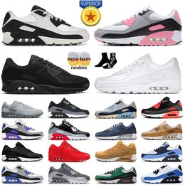 Air Max 90 Airmac 90s Athleitc Sneakers Running Shoes Men Women Big Size 12 Black White Panda Pink Navy Blue Cool Grey Navy Blue Trainers Runner【code ：L】Outdoor Dhgate