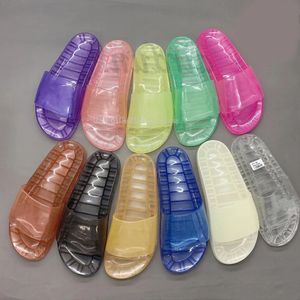 12 couleurs transparentes transparentes diamant semelles femmes pantoufles pour hommes sandale sandale glissade de gelée d'été plate-forme de chaussures de plage mules slipt onlider avec boîte 2024
