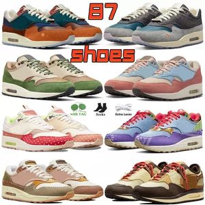 1 87 Patta Waves hombres mujeres Zapatos para correr blanco negro Aniversario rojo naranja real obsidiana aqua Joya azul universitario Diseñador 87s Zapatillas Live Together Entrenadores