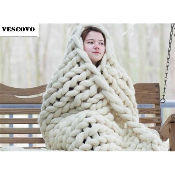 1.8 kg 100 cm * 120 cm super épais laine à tricoter à la main grosse couverture 201222