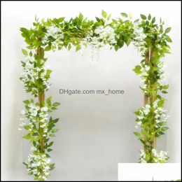 1.8m Kunstmatige Wisteria Decoratieve bloemen Vine Krans Home Decor Hanging Rattan voor Bruiloft Decoratie Benodigdheden Drop Levering 2021 Fest