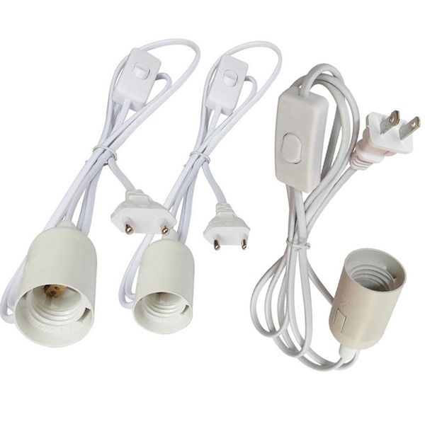 Cable de alimentación de 1,8 M, Bases de lámpara E27, enchufe redondo con Cable de interruptor para lámpara de araña, portalámparas, enchufe de luz colgante de 85-265V