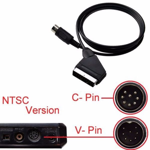Câble péritel V-pin 1,8 m pour Sega Megadrive 1 Genesis 1 Master System 1 RGB AV Scart Câbles Cordon DHL FEDEX EMS LIVRAISON GRATUITE