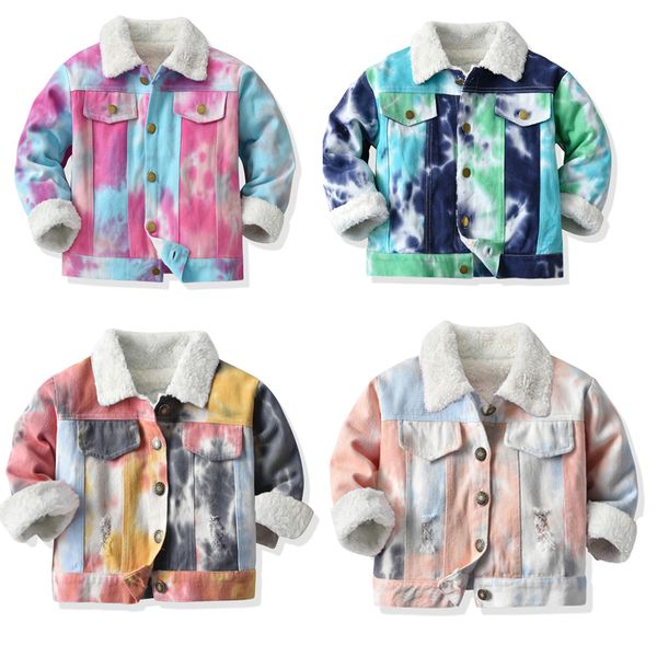 1-8T niños pequeños bebé niña niño Clohtes Tie Dye abrigo linda chaqueta dulce elegante manga larga al aire libre traje infantil invierno felpa doble cálido