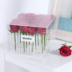 1 9 16 25 trous Clear Acrylic Rose Flower Box Makeup Makip Organizer Tools Cosmetic Toolder Flower Boad Boîte pour la petite amie 184a