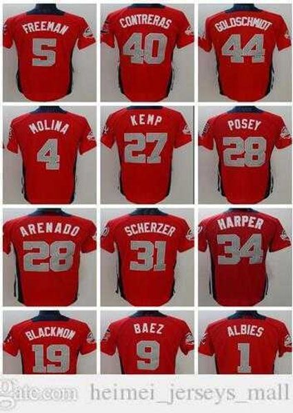 1 ALBIES 2 BREGMAN 4 MOLINA 5 FREEMAN Maillot de baseball 9 BAEZ 19 BLACKMON 25 TORRES 27 ALTUVE 27 KEMP 27 TROUT 28 ARENADO 28 KLUBER 28 POSEY