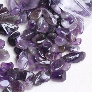 1 tas 100 g natuurlijke amethist kwarts steen kristal tuimelde steen onregelmatige vis tank kristal grind (grootte: 7--9 mm)