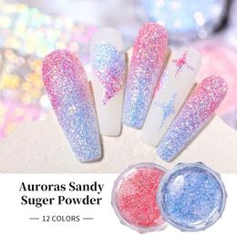 1 caja Aurora Cloud Brocade Piece Chrome Powder Nail Sequins 12 Color alto Dream Opal Dust Arrios de bricolaje Netas sueltas Glitters