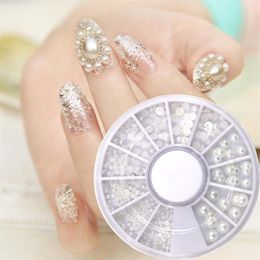 1 doos kristal opaal witte gemengde grootte nagel kunst steentjes glanzende ab kleurrijke niet -fix flatback 3d stras stenen nagels decoraties281f