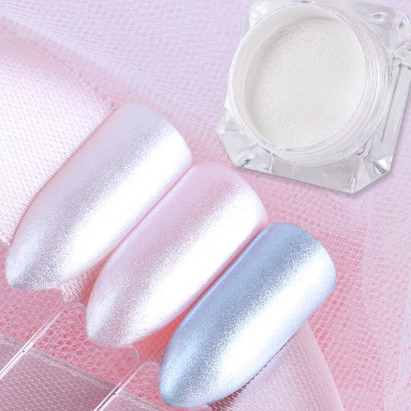 1 Boîte Diamant Perle Sirène 1.5g Brillant Blanc Nail Art Glitter Poussière DIY Nail Décoration Pigment