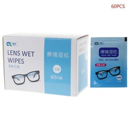 1 boîte de lunettes nettoyantes lingettes humides nettoyage lentille jetable Anti-buée brumisation dépoussiéreur lunettes de soleil écran de téléphone ordinateur Portable 2218P