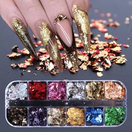 1 doos Imitatie Gold Sliver koperen folie pailletten glitters ambachtelijke bladvlokbladen bulkfoliepapier voor verguldendiy nagel art decor