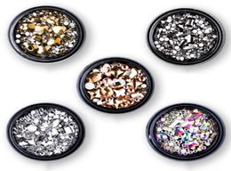 1 boîte mixte en 3D strass nail art décorations de cristal bijoux bijoux dorés pierres brillantes charme accessoires de manucure en verre 4600009