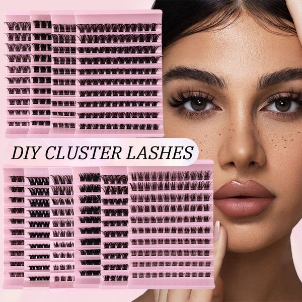 Diy Clusters individuales Extensión de las pestañas Volumen natural Ventiladoras Aumitas a granel Soft cinta segmentada Falsas Bundles Eyelashes