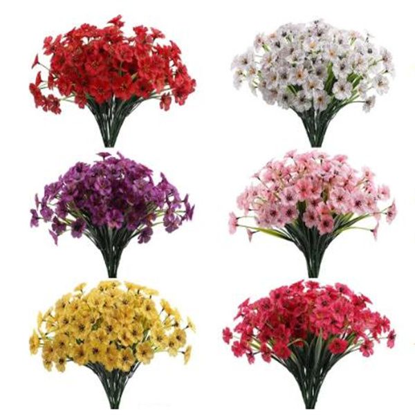 Branches de fleurs artificielles, 1 lot, fausses fleurs d'extérieur, ne se décolorent pas, fausses plantes en plastique, décoration de jardin, porche, fenêtre, boîte