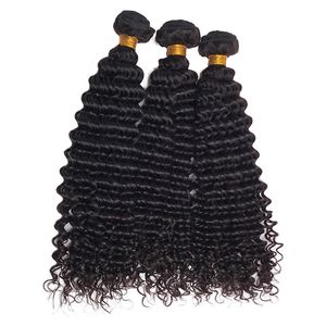 1 bundel diepe golf menselijke haarextensies onbewerkte virginhair bundels machine gemaakt dubbele inslag 10-30inch