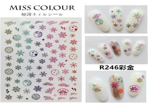 1 Christmas Nail Autocollant Snowflake Snowflake Snowman Hiver Nail Art Déco Chapeaux de Noël Hats Manucure Gold5412087