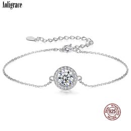 1 CT Moissanite Bracelets pour femme avec certificat GRA S925 Bijoux fins en argent pour anniversaire Plaqué or blanc 18 carats