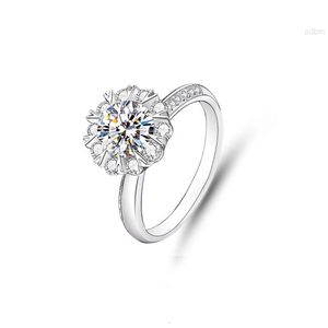 1 Ct Moissanite ringen voor vrouwen verlovingscadeau haar zonnebloem 925 sterling zilver Mossinaat bruiloft