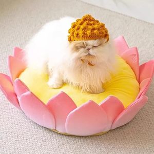 1 schattig cartoon lotus kattennest antislip zacht en comfortabel kattenbed kattenslaapbank afneembare kattenmat 240131