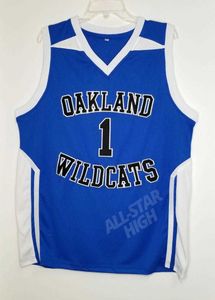 # 1 Damian Lillard Throwback High School Basketball Jersey Oakland Wildcats Custom Retro Sports Broderie Cousu Personnalisez n'importe quel nom et