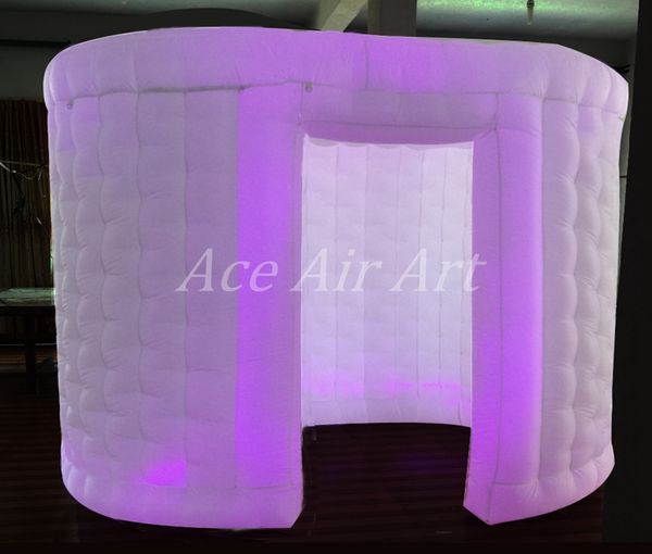 Tente gonflable d'éclairage de type ovale blanc à 1 porte pour cabine photo avec boîtier à 1 porte et lumières LED fabriquées en Chine