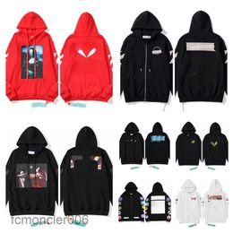 1 dupes herhalingen hoodrich trek polo hoodie met lange mouwen vrouwen volledige zip y2k omhoog heren ontwerper Hoddie offwhite felpa white 1T3V