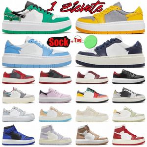 1 Elevate Zapatos casuales para mujeres niñas Jumpman 1s Lucky Green Silver Toe Bred Cement Wolf Grey Varsity Maize Black White Onyx University Blue Unlv Og h9IQ #