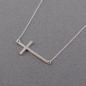 1 geometrische horizontale zijwaarts kruis religie hanger ketting eenvoudige kleine kleine geloof christelijk lucky vrouw moeder heren familie geschenken sieraden