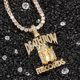 1 Hiphop Jewelry Deathrow Records Pendants Colliers pour hommes Iced Out Cumbic Zirconia Charms Copper Pendants Fashion Jewelry Gift 240508