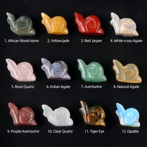 1 Inch Kleine Slak Gesneden Steen Rozenkwarts Carving Crystal Healing Decoratie Dierlijke Ornamenten microlandschaft Ambachten bulk