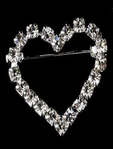 Broche de demoiselle d'honneur plaquée argent scintillant de petite taille, 1 pouce, cristal clair strass, cœur de mariage, 8709018