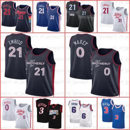 Joel 21 Embiid Jersey Basketball Tyrese 0 Maxey Throwback 3 Allen Julius Iverson Erving Jersey Philadelphias 76er