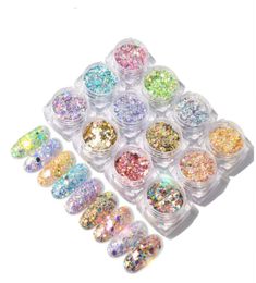 1 pot 12 kleuren nagelglittermix poeder powers sprankelende glanzende vlokken poeders nagels nagels kunstdecoratie accessoires8907640