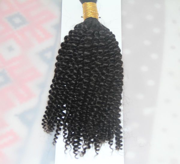 1 negro azabache 1 mechones de cabello trenzado humano de 10 a 26 pulgadas a granel sin trama mongol Afro rizado pelo a granel para Braiding1762088