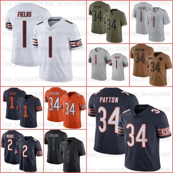 Jersey de fútbol de DJ Moore 13 Caleb Williams Darnell Wright Walter Payton Jaquan Brisker Darnell Mooney Cole Kmet Brian Urlacher Robert Tonyan Roschon Johnson Ditka