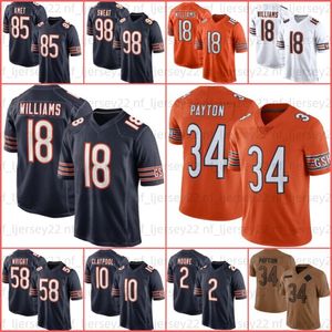 18 Jersey de football Caleb Williams DJ Moore Darnell Wright Walter Payton Jaquan Brisker Darnell Mooney Cole Kmet Brian Urlacher Robert Tonyan Rome Odunze