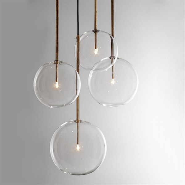 1 lumière Globe en verre clair Dimmable G4 pendentif LED lumières salle à manger suspension or Chrome Led lampe suspendue Led DropLight197K