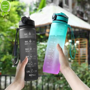 1 liter waterfles motiverende sport waterfles lekkendicht drinkflessen buiten reisgym fitnesskannen met rietje