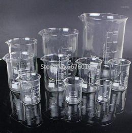 1 Lot Lab de 25 ml a 2000 ml de vaso de vaso de precipitados Laboratorio de vidrio de vidrio transparente Frasco engrosado con spout14704030