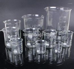 1 lote de vaso de laboratorio de 25ml a 2000ml de forma baja, vaso de vidrio transparente para laboratorio de química, matraz engrosado con boquilla 16396849