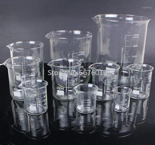 1 Lot laboratoire 25 ml à 2000 ml bécher de forme basse laboratoire de chimie verre bécher Transparent flacon épaissi avec Spout16396849
