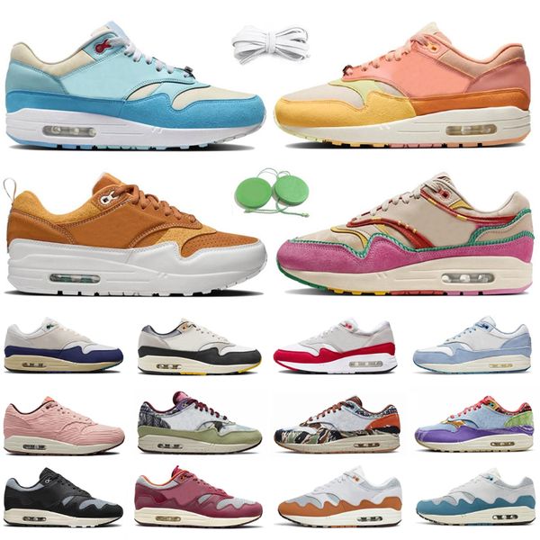 1 Hombres Mujeres Zapatos para correr 87 Zapatilla de deporte Naranja Frost Blue Gale Big Bubble Monarch Obsidian Urawa Familia Panda Volt Aqua Noise Safari Shima Entrenadores para hombre Zapatillas deportivas