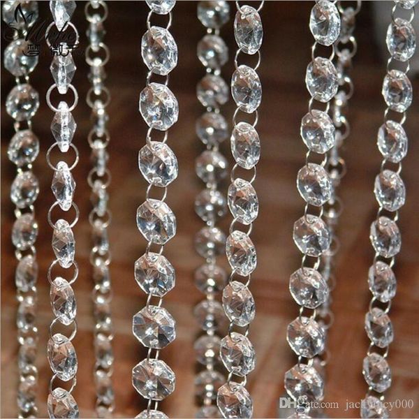 10 mètres clair acrylique cristal octogonal perle rideau fête décoration guirlande brins mariage et arbre de noël suspendus ornement