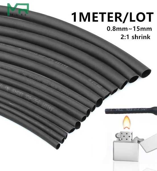 1 mètre / lot 2: 1 Black 0,8 mm ~ 10 mm Slevés de câble en polyoléfine Composante électronique RÉPARATION DU CONNECTEUR DE RÉPARATION